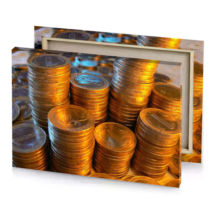 a pile of coins chocolate canvas