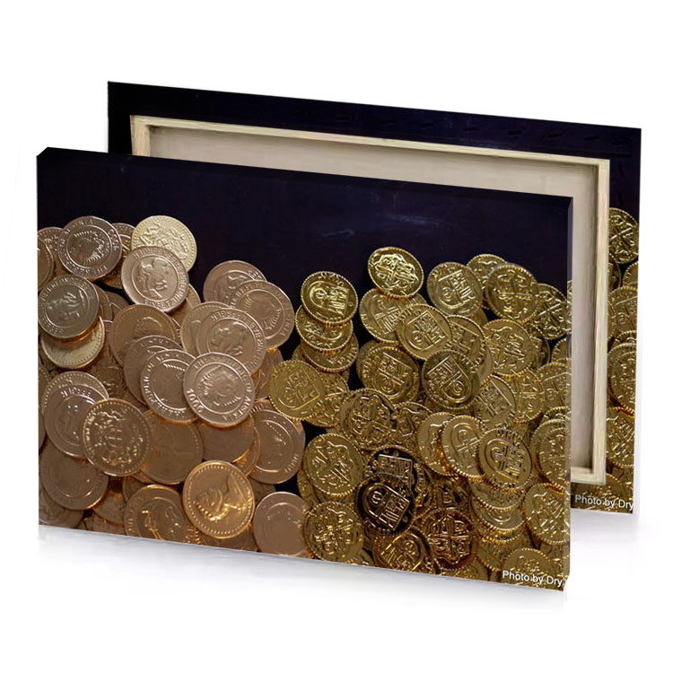a pile of coins rosy brown canvas
