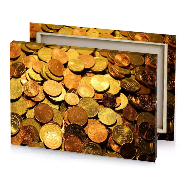 a pile of coins yellow orange canvas