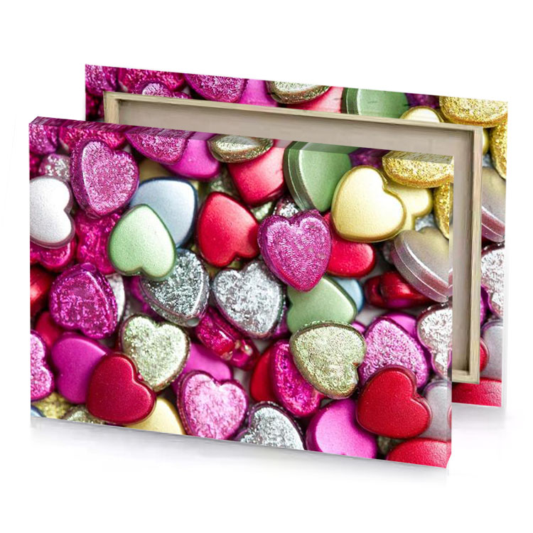 a pile of colorful hearts crimson canvas