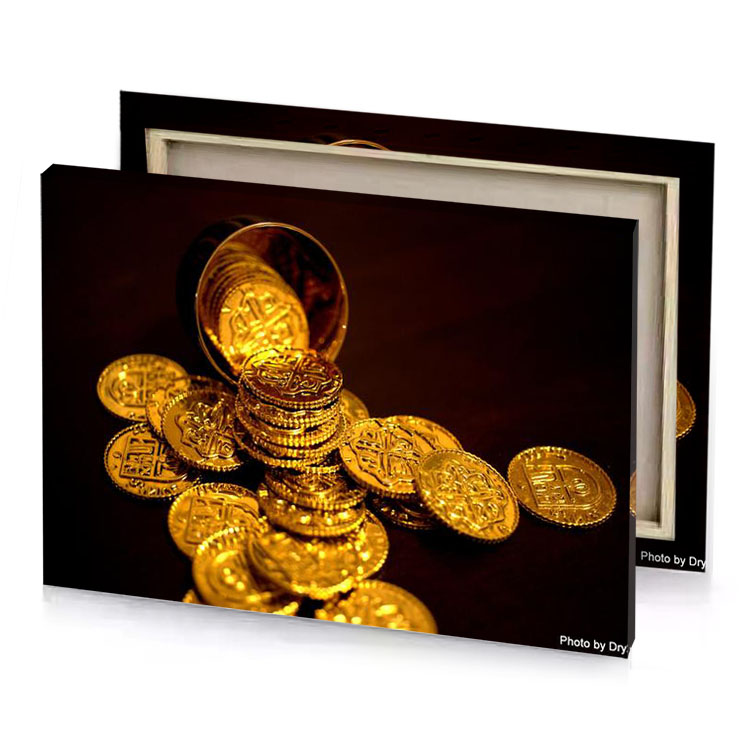 a pile of gold coins golden rod canvas