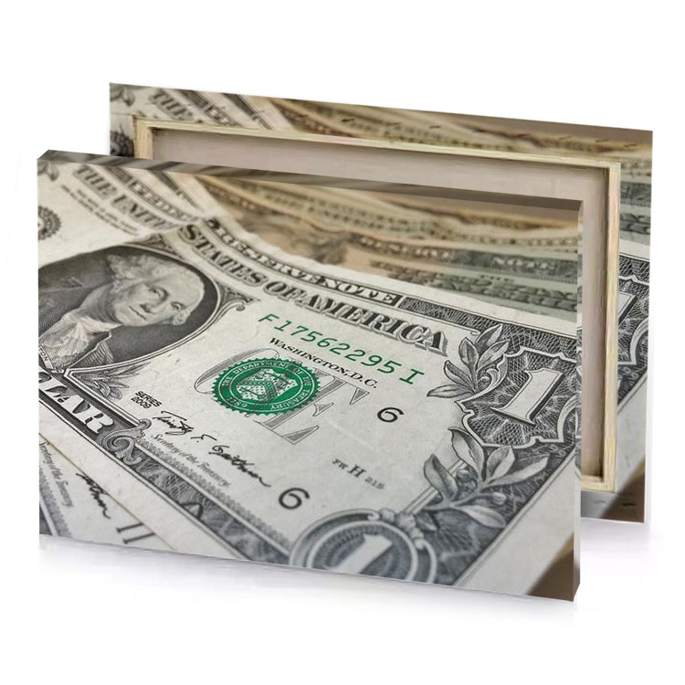 a pile of money silver canvas