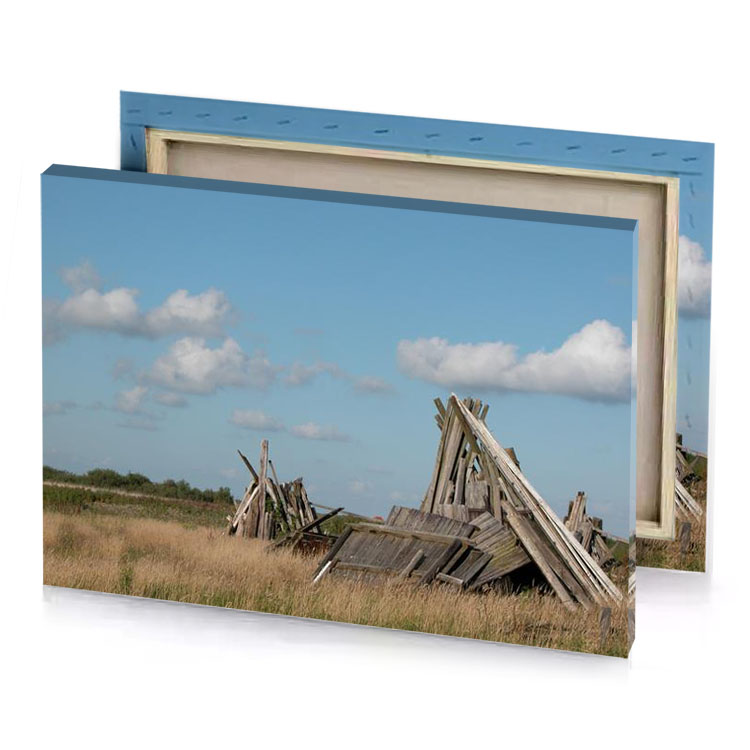 a pile of old wooden boards moonstone blue canvas