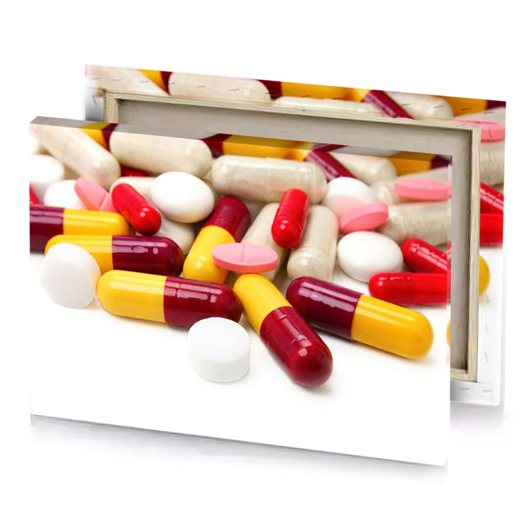 a pile of pills on white background firebrick canvas