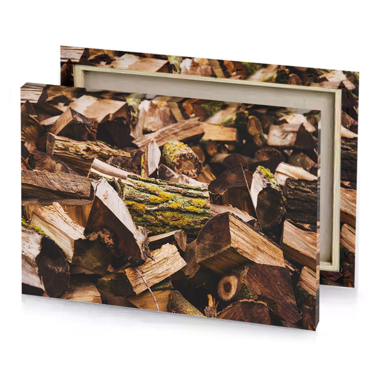a pile of wood chips dark khaki canvas