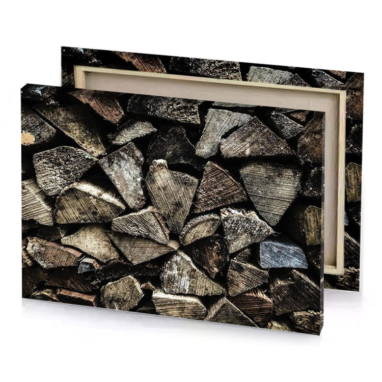 a pile of wood logs camouflage green canvas