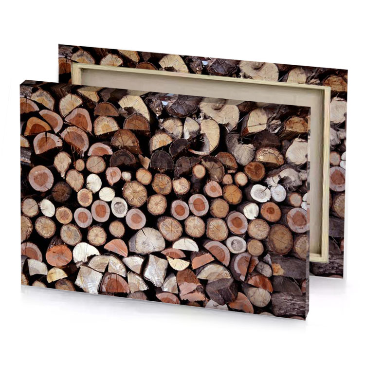 a pile of wood rosy brown canvas