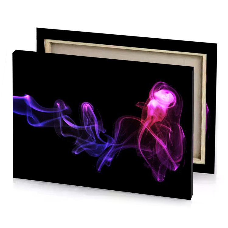 a pink and blue smoke on black background midnight canvas