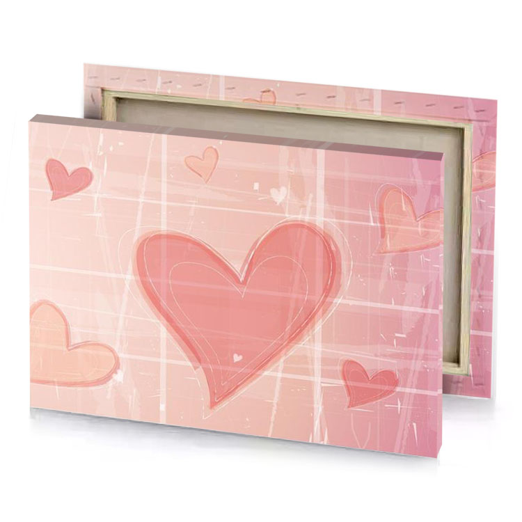 a pink background with hearts on it antique white canvas
