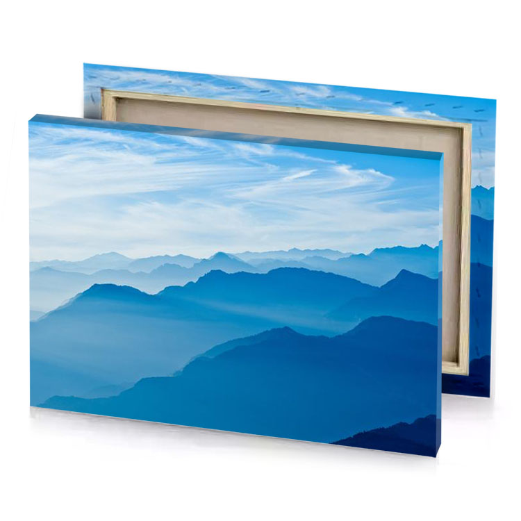 a plane flying over mountain range denim blue canvas
