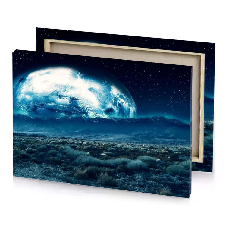 a planet in the middle of desert blue sapphire canvas