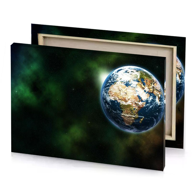 a planet with bright green glow in the background bisque canvas