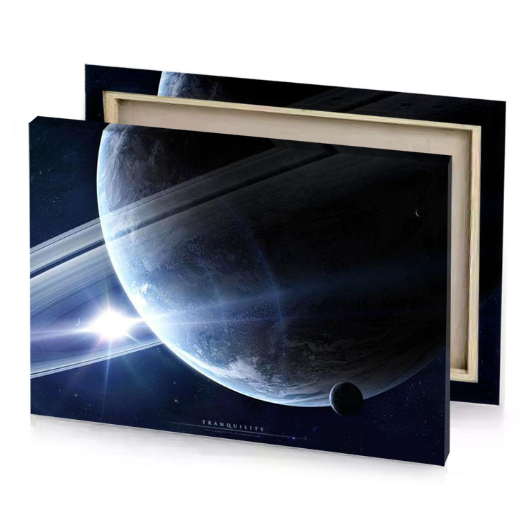 a planet with saturn in the background dark slate blue canvas