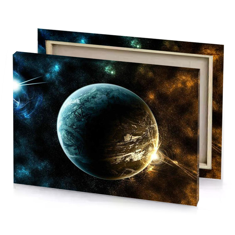 a planet with star in the background bistre canvas