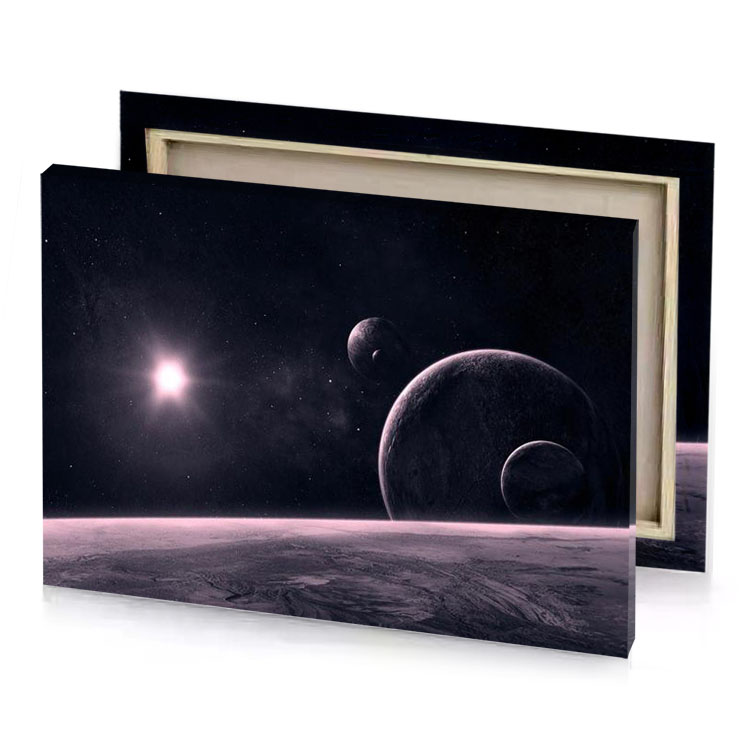 a planet with two planets in the background bistre canvas