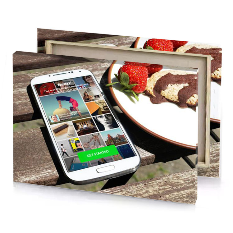a plate of food and cell phone kelly green canvas