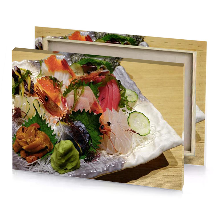 a plate of food on table saddle brown canvas