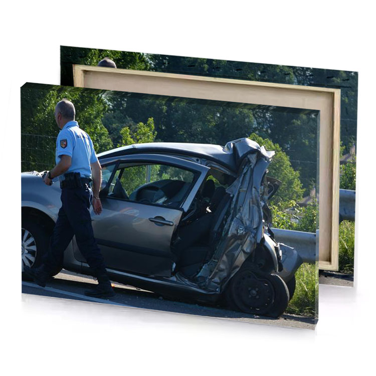 a police officer standing next to car smoky black canvas