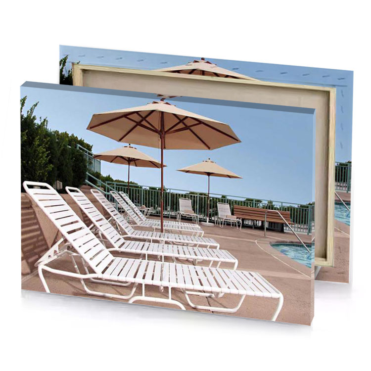 a pool with chair and umbrellas light steel blue canvas