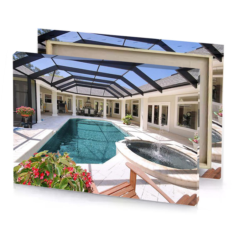 a pool with hot tub teal blue canvas