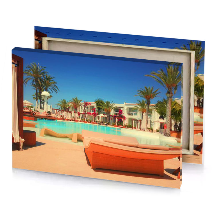 a pool with lounge chair and in the background lapis lazuli canvas
