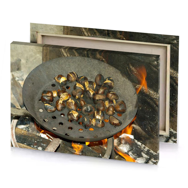 a pot of chestnuts is on fire dark olive green canvas