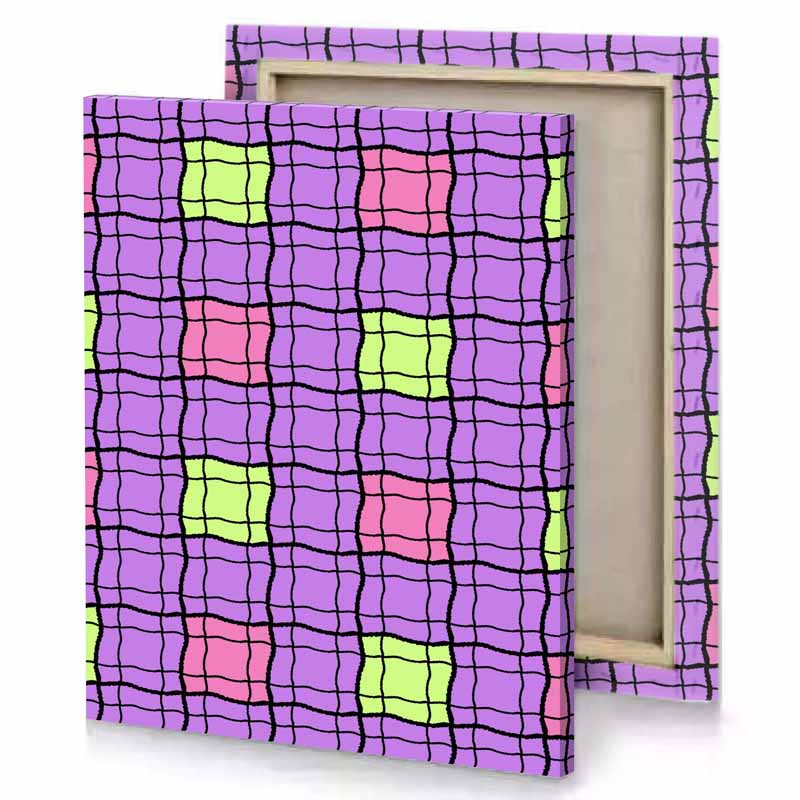 a purple and green pattern with squares wisteria canvas