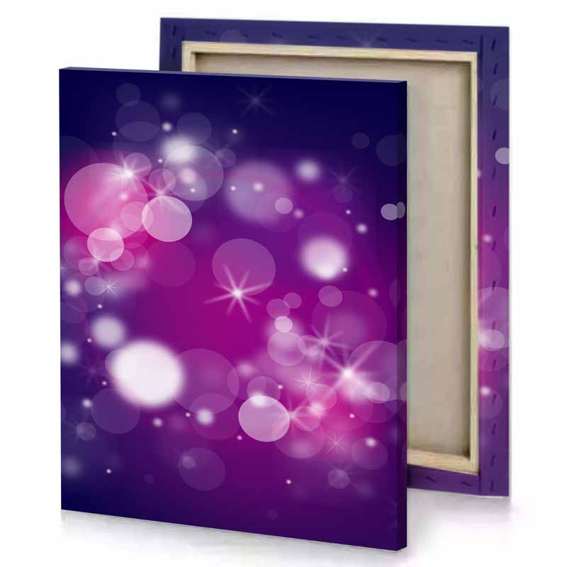 a purple background with white circles and stars dark magenta canvas