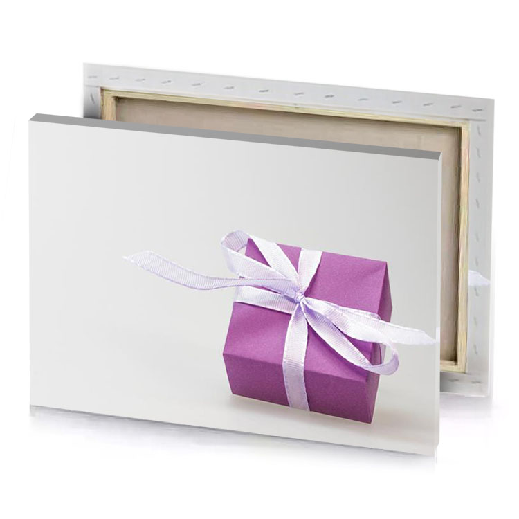 a purple gift box with white ribbon mountbatten pink canvas