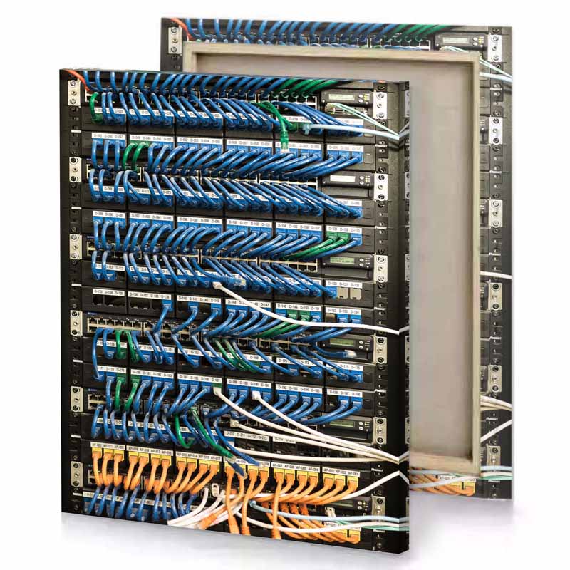 a rack of cables and in server charcoal canvas