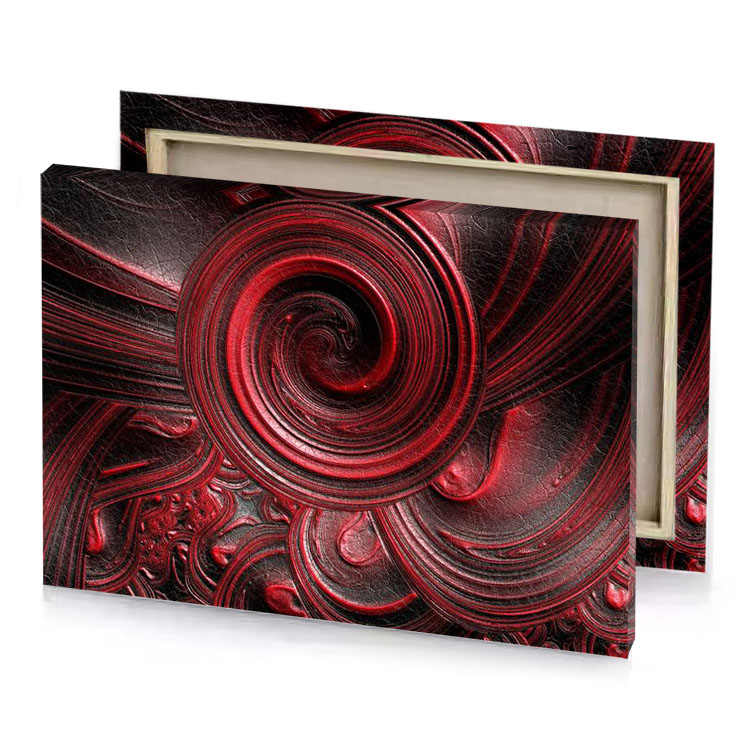 a red and black abstract background with swirls canvas