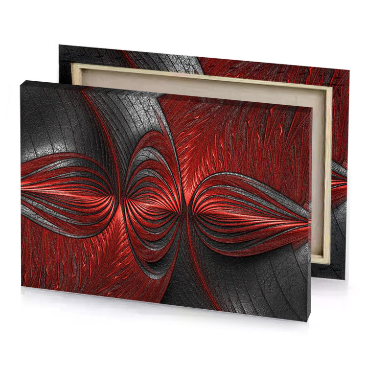 a red and black abstract painting canvas