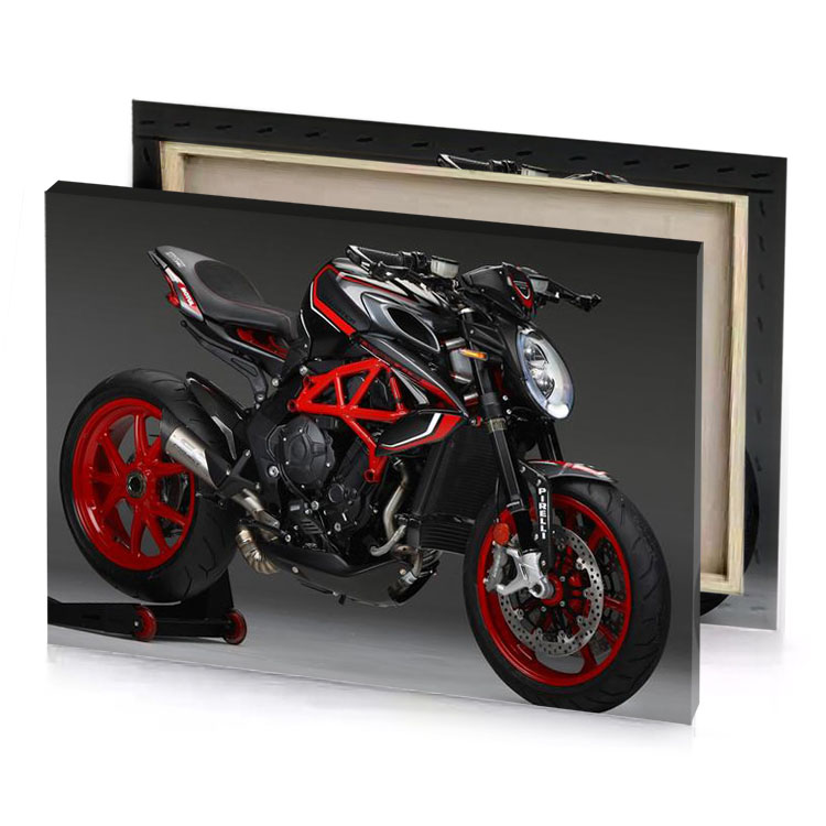 a red and black motorcycle is shown in this image burgundy canvas