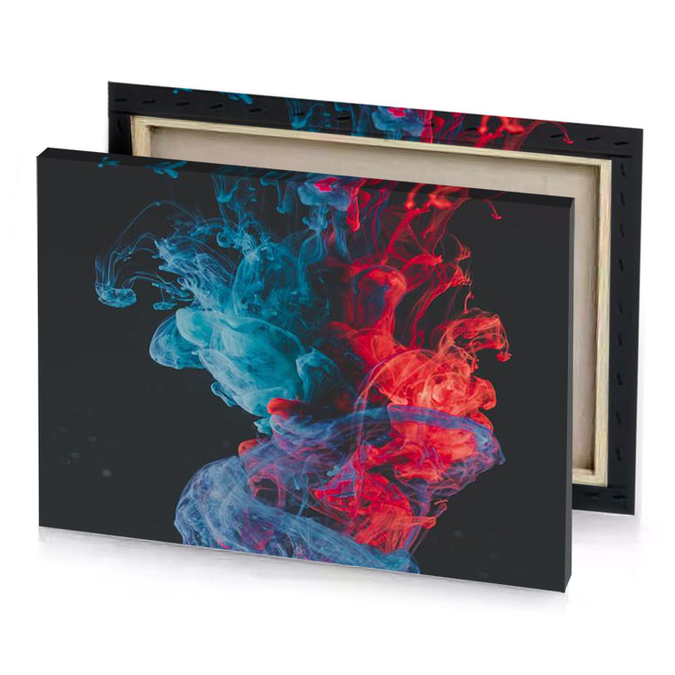 a red and blue smoke cloud teal canvas