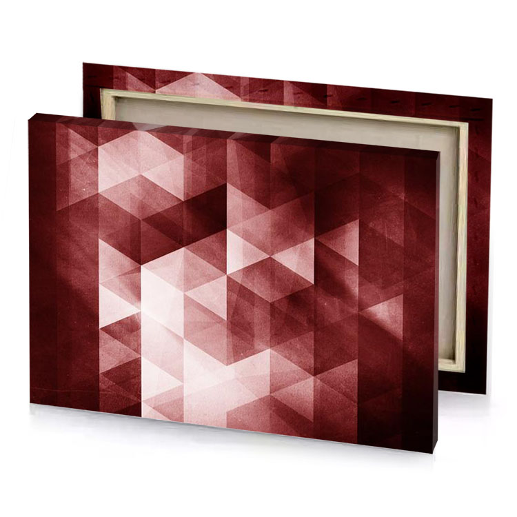 a red and white geometric pattern garnet canvas