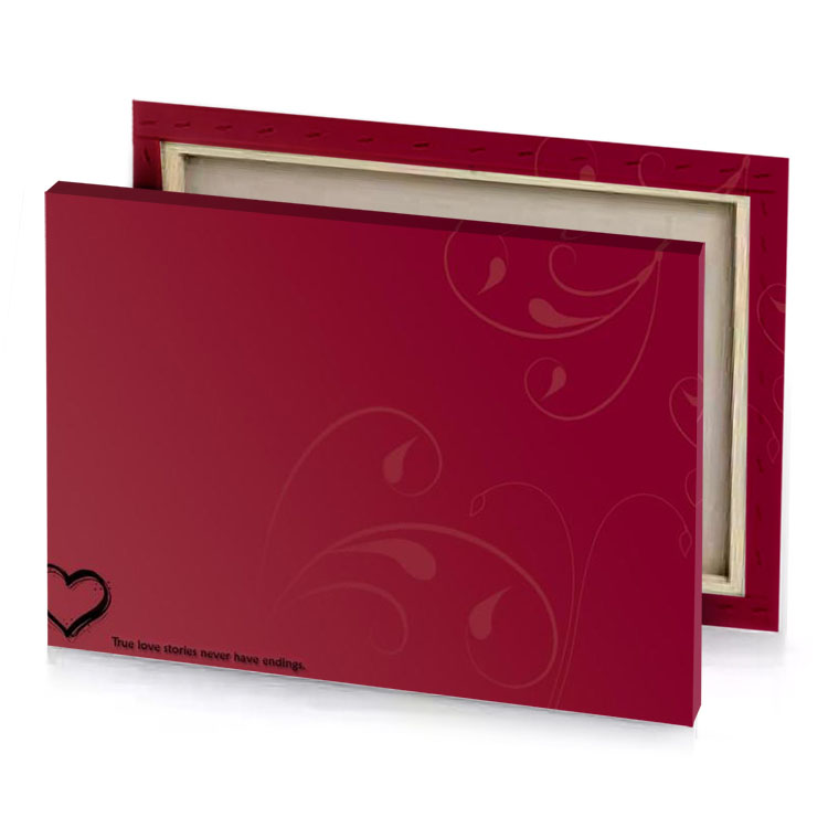 a red background with hearts and swirls brown canvas