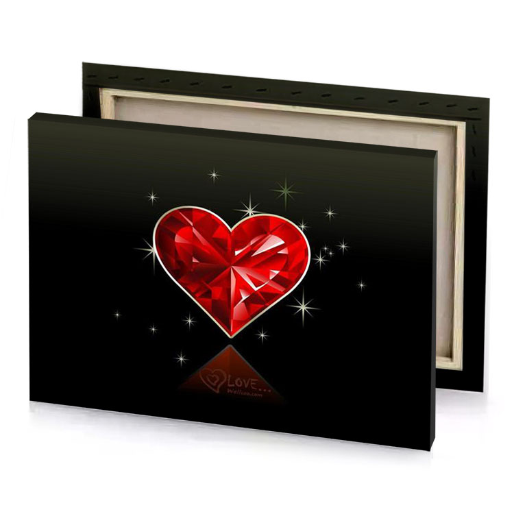 a red heart with stars on black background firebrick canvas