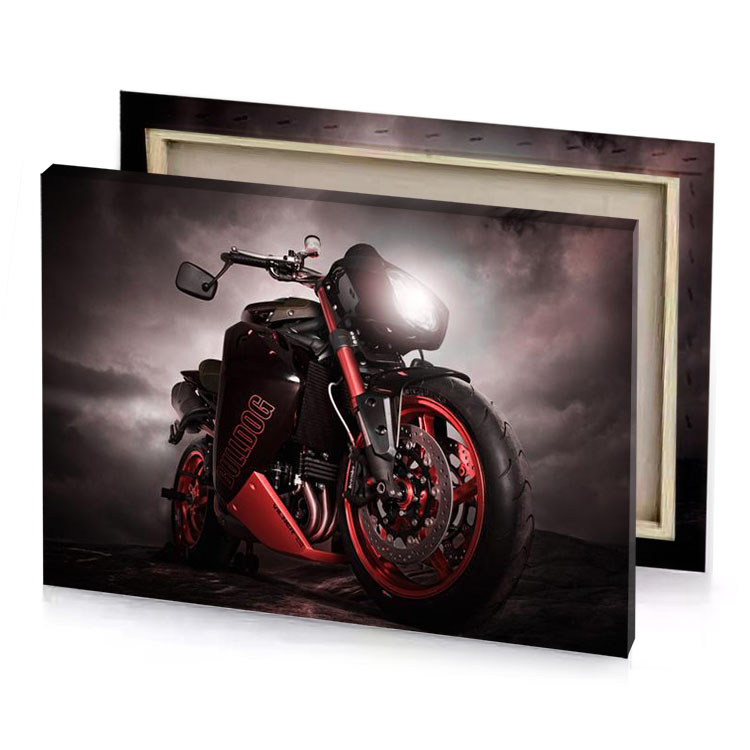 a red motorcycle parked on rocky road burgundy canvas