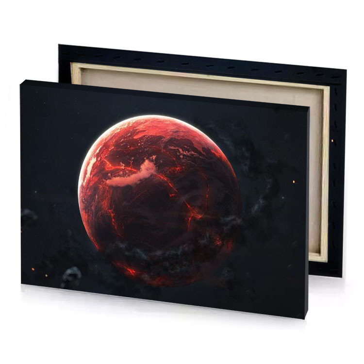 a red planet with black background garnet canvas