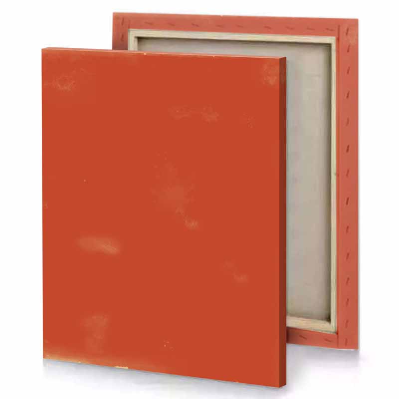 a red square with white border vermilion canvas