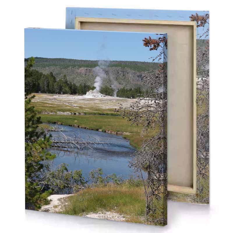 a river in the middle of forest slate gray canvas