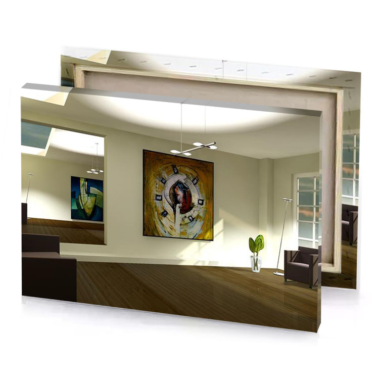 a room with large painting on the wall rosy brown canvas