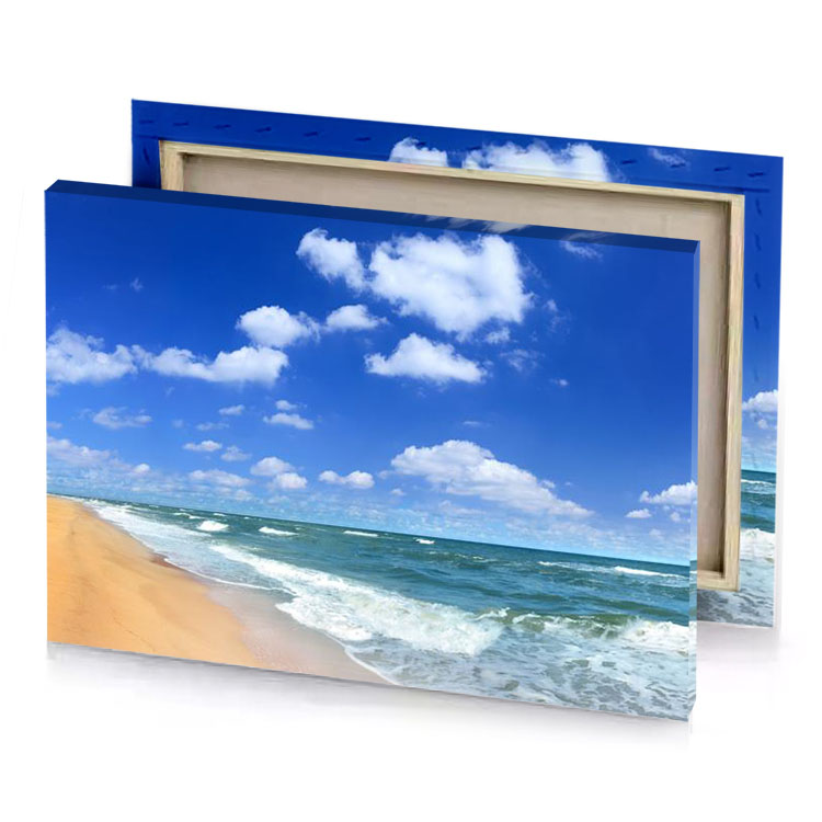 a sandy beach royal blue canvas