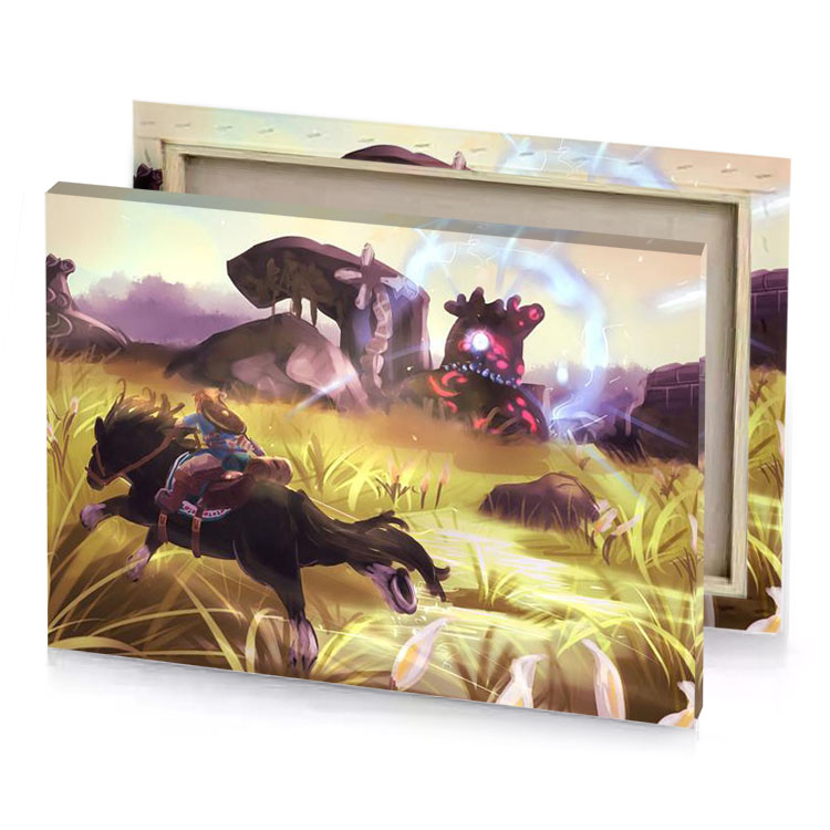 a screenshot of man riding horse through field fawn canvas