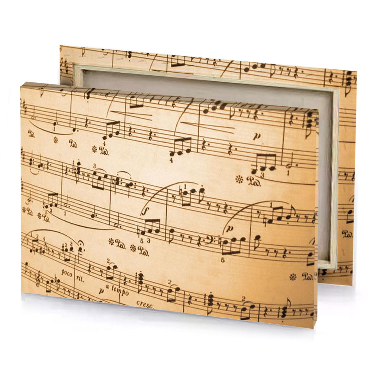 a sheet with music notes on it peach puff canvas
