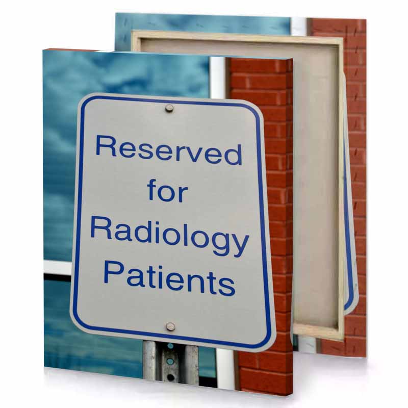 a sign that says reserved for radio patients silver canvas