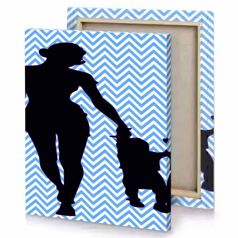 a silhouette of man and his dog black canvas