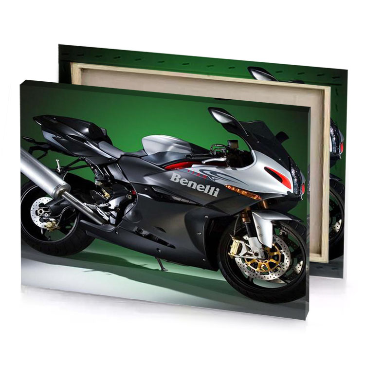 a silver motorcycle forest green canvas