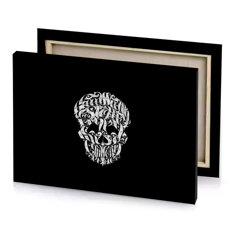 a skull with head on it dim gray canvas
