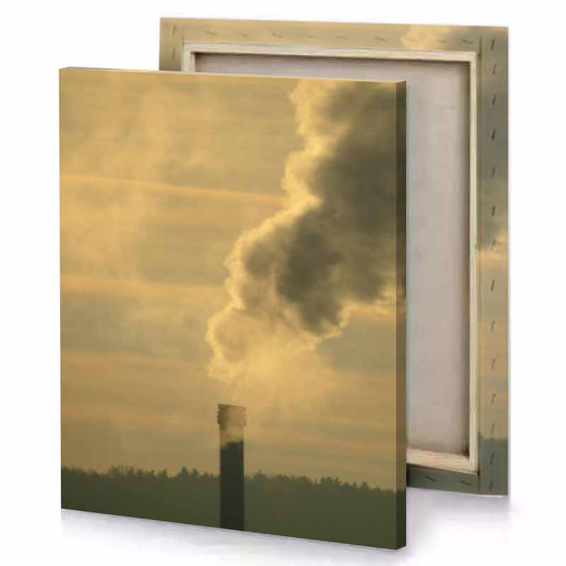 a smokestak is coming from chimney dark khaki canvas